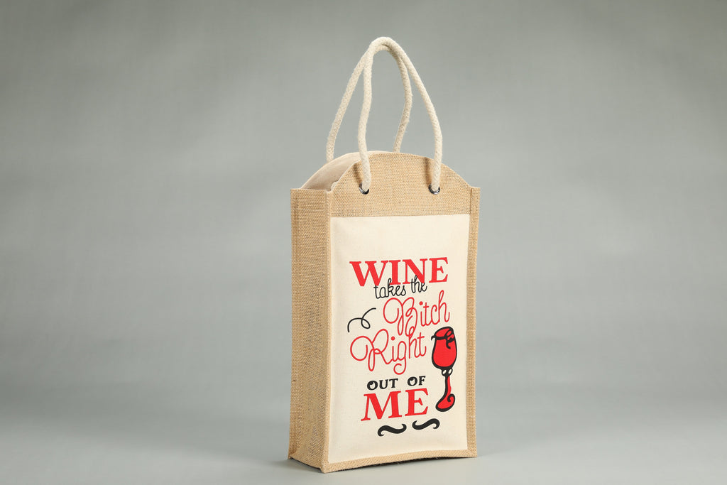 Double Wine Bottle Holder Bag | Wine Quote Bag