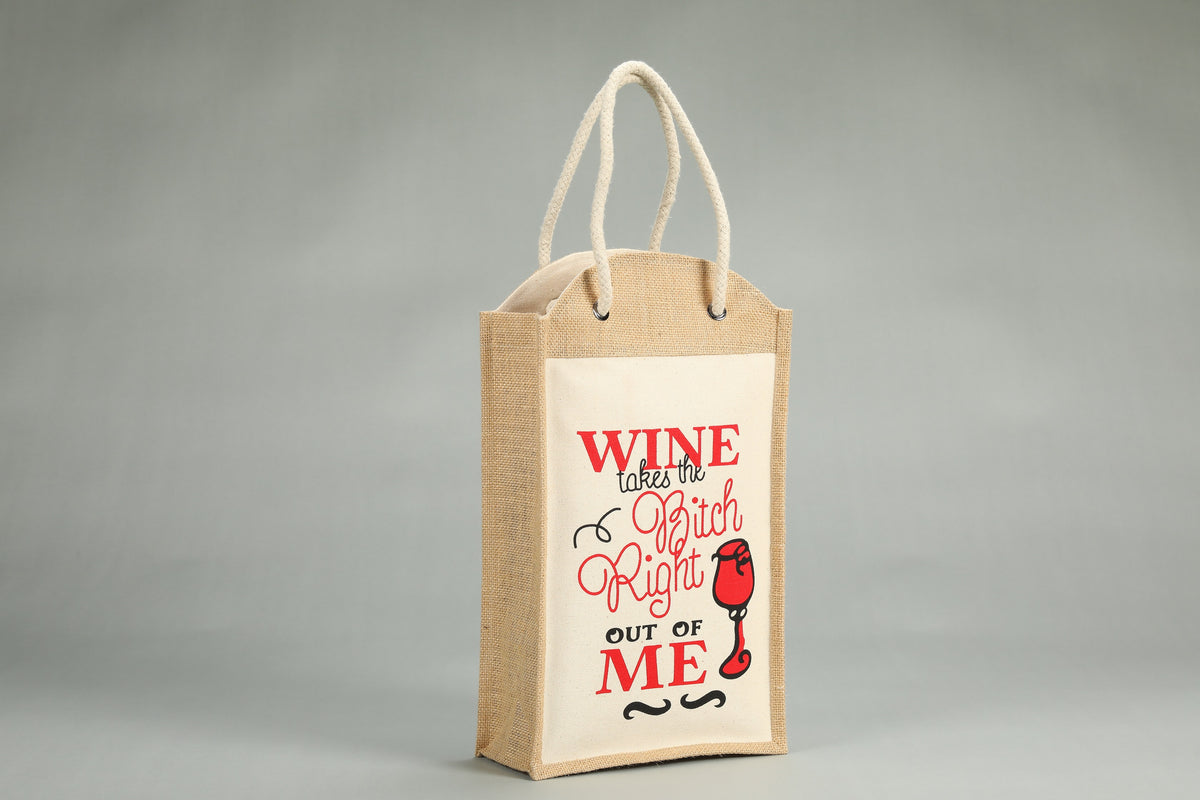 Double Wine Bottle Holder Bag | Wine Quote Bag