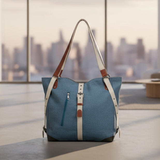 Canvas Sling Bag with Leather Handles for Women | Small Tote Bag | Shoulder Bag