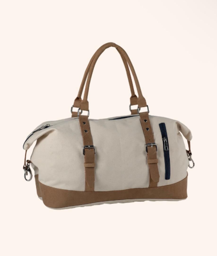 Duffle Bag for Men and Women with Leather Base & Handles | Detachble Shoulder Strap | Weekender Bag